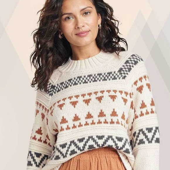 Universal Thread Sweaters - Universal Thread Geometric Cream Sweater